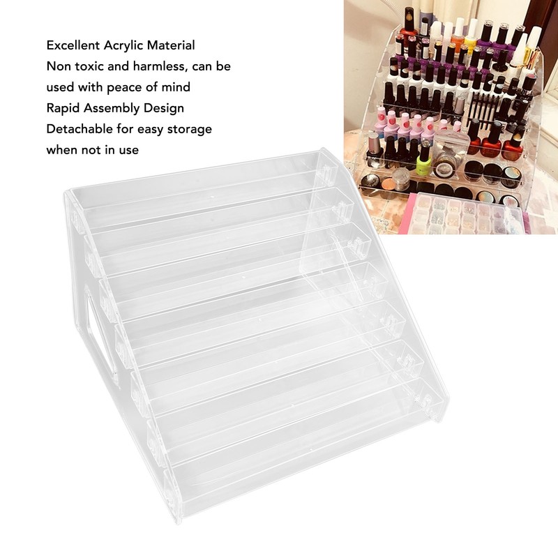 Cosmetic Storage Rack Acrylic 7 Layers Clear Nail Polish Display