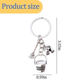 Sudaporn Bucket Glove Groom Keychain Housekeeper Team Appreciation Gift Housekeeping Employee Clean Tool Key Holder for Janitorial Staff Thank You Labor Day Gift Stainless Steel Keyring House Cleaner