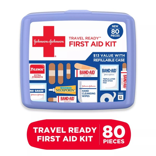 Johnson & Johnson Travel Ready Portable Emergency First Aid Kit,