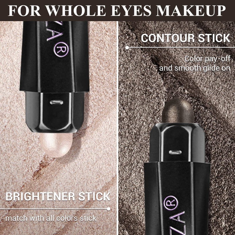 LUXAZA 6 PCS Brown Neutral Metallic Eyeshadow Stick Set, Champagne
