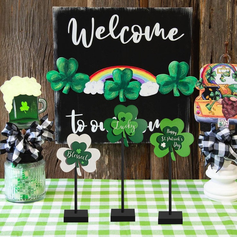 Happy St. Patrick's Day Blessed Lucky Irish Wood Sign Decor