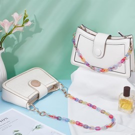 UNICRAFTALE 2Pcs 44/63cm Long Bag Chains Rainbow Acrylic Purse Strap Bag Chain Handle Replacement Handbag Crossbody Shoulder Strap Accessory Decoration for Bags Purse DIY Making