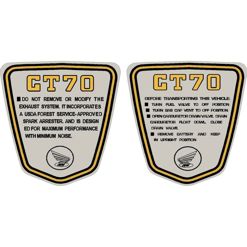 Honda CT70 K4 "Trail 70" Complete Set frame Decals, Graphics,