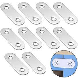 10 PCS Flat Fixing Brackets Stainless Steel Straight Bracket Mending Plates Flat Plate Bracket Connecting Plates Perforated Metal Brace Brackets for Repairing Fixing Joining Furniture