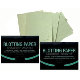 2 Pks GREEN TEA INFUSED Soothing Natural Abaca Blotting Paper - 100 Oil Blotting Sheets - Makeup Friendly UNISEX Oily Skin Shine Blotter Photography Zoom Meetings Travel Gym School - MADE IN TAIWAN