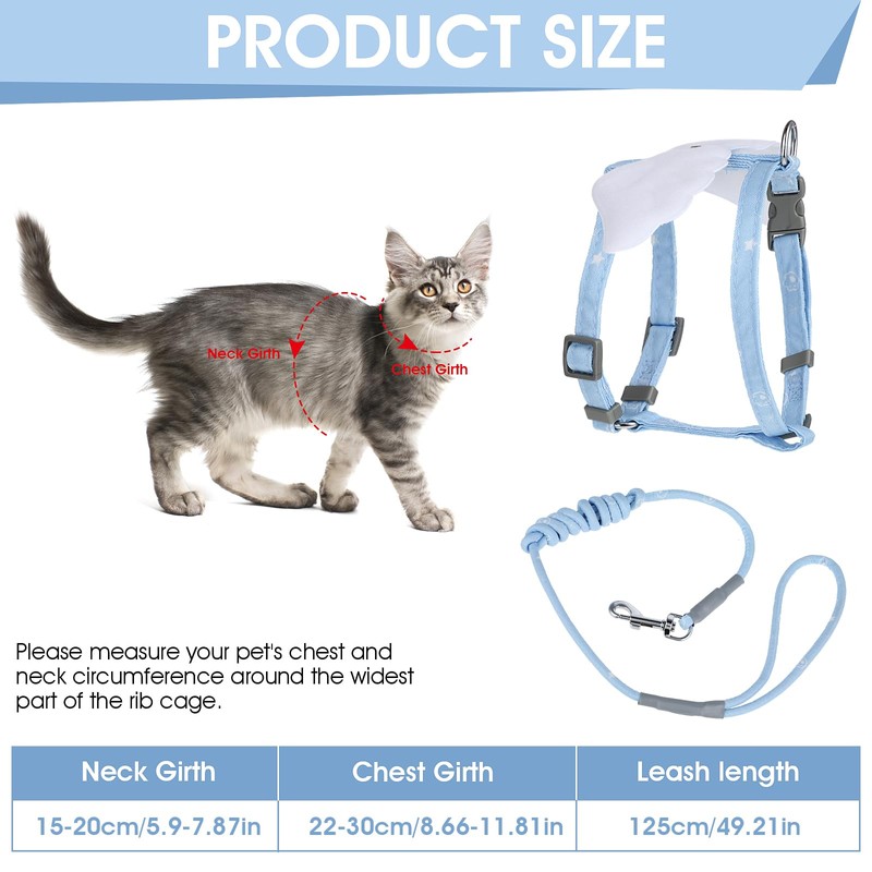 TIESOME Cat Harness and Leash Set, Adjustable Gradient Kitten Harness