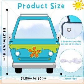 Mysterious Car Photo Prop Selfie Frame Funny Mystery Bus Prop Hippie Bus Backdrop Decoration Mystery Party Van Photo Booth Cartoon Party Banner Supplies for Kids Boys Girls Birthday Parties Sign