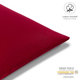 Alreya Renforcé Pillowcase, 100% Cotton, Super Soft Pillowcase with YKK Zip, Pillow Slip Only, 40 x 80 cm, Red