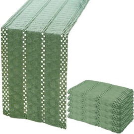 Table Runner Sage Green Pack of 5 Table Runner Green Modern Boho Table Decoration Farmhouse Small Tablecloth Narrow Country House Style Table Runner for Wedding Party Decoration Birthday Party