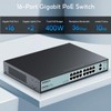 SODOLA 16 Port Gigabit PoE Switch 400W,2 Gigabit Uplink,802.3af/at,Port Isolation,Metal