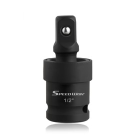 SPEEDWOX 1/2" Drive Universal Impact Swivel Joint Swivel Socket Adapter Cr-Mo Steel 1/2" Impact Socket Rounded Corner Design 360 Degree Rotating for Impact Wrench, Pneumatic Tool, Automotive Repair