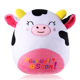 ZJoey Get Well Soon Gift Cat Plush Cow Stuffed Animal Hug Pillow Sympathy Gift Get Well Toy Gifts for Kids Boys Girls Women(Cow)
