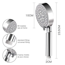 Housler® Bathroom 5 Function Handheld Shower Head with Extra Long Hose (2 meter, 78.75inches) and Adjustable Bracket Holder, Chrome