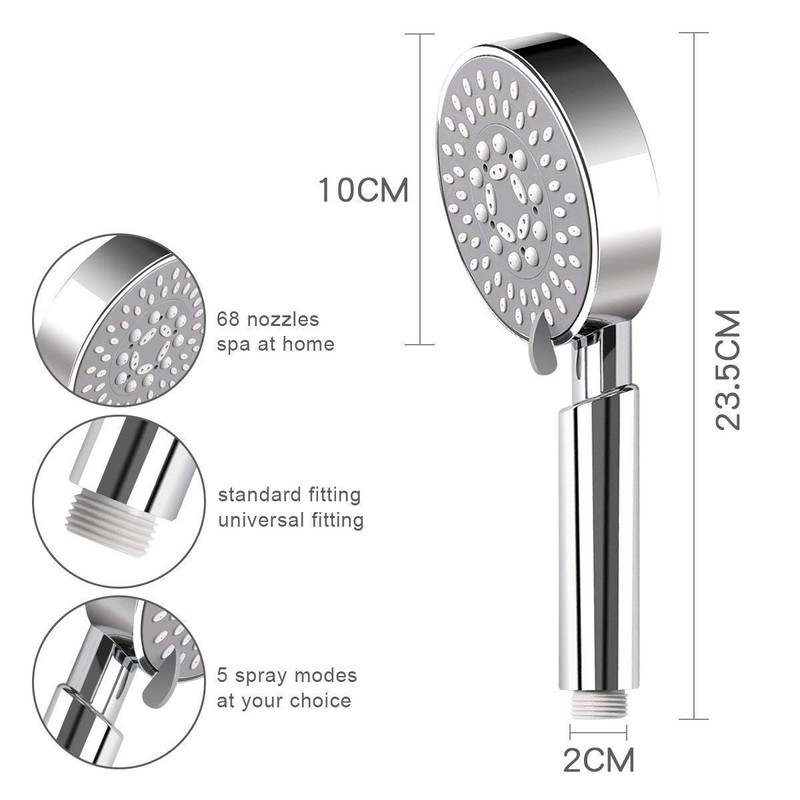 Housler® Bathroom 5 Function Handheld Shower Head with Extra Long