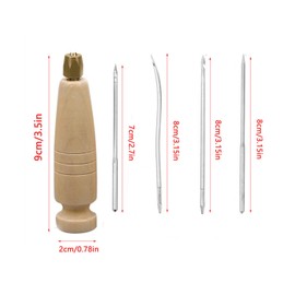 ArrErr Leather Sewing Awl Needle Wooden Handle Scratch Awl Tool Leather Needle Kit Hand Stitcher for Shoe Repair Footwear Leather Shoes Handmade Bags Jackets Coat Upholstery Canvas Patch Fabric