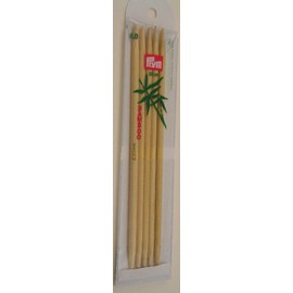 Prym 20 cm x 6 mm Double Pointed Glove Knitting Pins, Bamboo