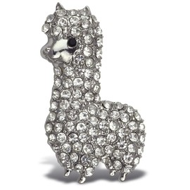 Aqua79 Llama Sparkling Refrigerator Magnet - Silver Sparkling Charm Rhinestones Crystals, Cute Sparkly Farm Animal Magnet for Kitchen Door Fridge, Cool Home and Office Novelty Decor - 1.87 Inches