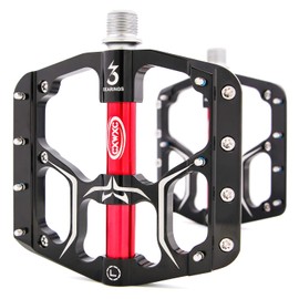 CXWXC Bicycle Pedals Flat Pedals Triple Shielded Bearings 9/16 Inch Aluminum with Anti-Slip Pins for Road Bike, Cross Bike, MTB and More - Left and Right Set Black (CX-V15)