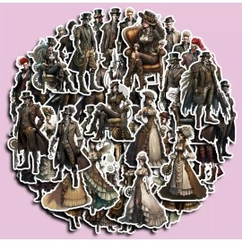 Unbranded 48 Steampunk Character Stickers Vinyl Men Women Style Bronze Theme Decals