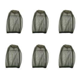6 Pack Mosquito Head Net Face Mesh Net Head Protecting Net for Outdoor Hiking Camping Climbing Walking Mosquito Fly Insects Bugs Preventing (Regular Size, Grey)