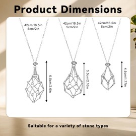 3 PCS Crystal Cage Necklace, Necklace Holder, Crystal Holder Cage, Stainless Steel Adjustable Pendant for DIY Jewelry Making and Home Decor