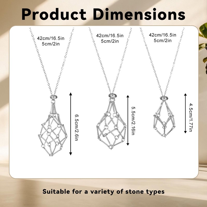 3 PCS Crystal Cage Necklace, Necklace Holder, Crystal Holder Cage,