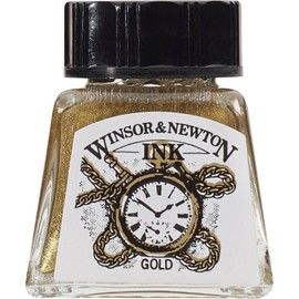 Winsor & Newton Drawing Ink Tinta de Dibujo de Secado Rápido, Oro (Gold), 14 ml