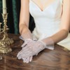 Telooco Tea Party Gloves for Women White Short Pearl Lace