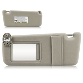 Sun Visor with Light for 2009-2016 Toyota Venza with Sunroof, Left Driver Side Beige Sunvisor Replacement 74320-0T021-A1