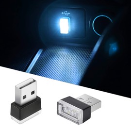 OSIRCAI 2Pcs USB LED Atmosphere Lights Mini Car Interior Accessories Ambient Lamp Universal, Mini USB LED Decoration Night Light, USB Night Light for All Car Interiors (ice Blue)