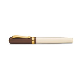 Kaweco STUDENT Gel/Ballpoint Pen 20's Jazz I Pen Including 0.7 mm Rollerball Pen Refill in Classic Design with Ceramic Ball in Brown & Creme with Golden Details I Acrylic Gel Roller 16 cm