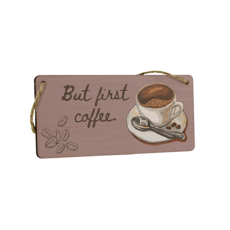 Plywood Coffee Lover Hanging Sign, Kitchen Decor with Full Colour