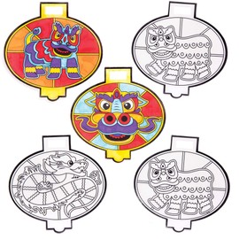 Baker Ross Chinese New Year Colour In Window Decorations, For Kids to Decorate and Display (Pack of 12) , Assorted , AR957