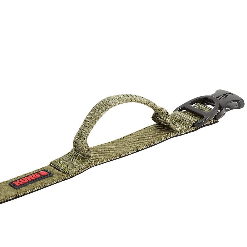 KONG Ultra Durable Padded Comfort Handle Dog Collar (Large, Green)