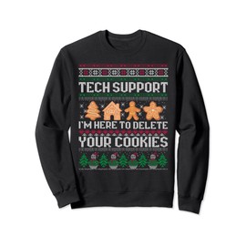 Tech Support X It Employee Computer Nerd X Xmas Christmas Sweatshirt, black