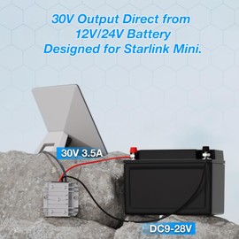 Starlink Mini 12V Adapter, DC Step Up 12V/24V to 30V 3.5A Converter with Starlink Mini Power Cord 9-28V Input 30V 3.5A Output for Step Up Conversion Starlink Mini Power Supply