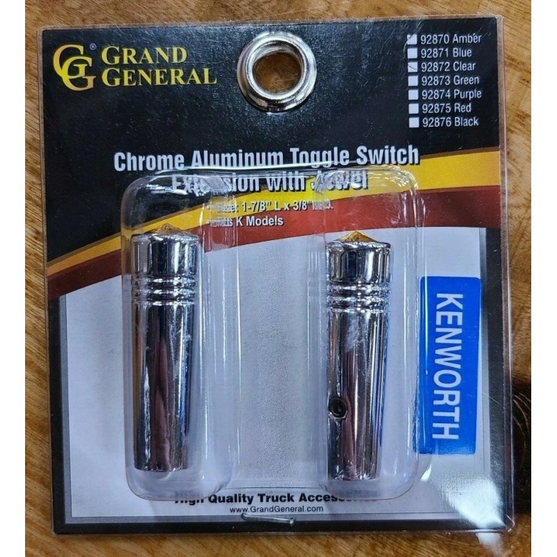 Kenworth Toggle switch extension 1-7/8" amber jewel chrome aluminium all