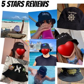 INK STITCH 1500 Adult Unisex Unisex Custom Design Your Own Stitching Bucket Hats (Charcoal, L/XL)