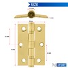 XFORT 3 Inch (75mm) Polished Brass Ball Bearing Hinges, Steel