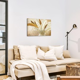 KREATIVE ARTS KREATIVE ARTS Vintage Pampas Grass Wall Art 24x36 Inch Boho Botanical Dried Flower Canvsa Print Neutral Beige Wall Decor for Living Room Bedroom Farmhouse Entryway Rustic Home Artwork Ready to Hang