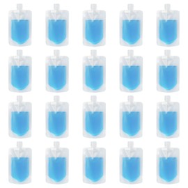 LIUCONGBD Pack of 20 Portable Travel Fluid Makeup Packing Bag, 100 ml Refillable Empty Squeeze Bag, Transparent Clamshell Packaging Bags for Lotion, Shampoo, Face Cream, Hand Soap, White, Portable