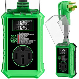 16000 J RV Surge Protectors 50 Amp with Auto Shutoff,Rv Circuit Analyzer with Waterproof Cover Safety Certification Led Display,RV Adapter Plug for Camper, Travel Trailers（Green）