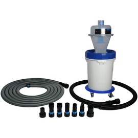 Cen-Tec Systems Assembled Quick Click Dust Separator and 5 Gallon Locking Collection Bin with Caster Dolly and Power Tool Adapter Set with 30 Ft. Hose