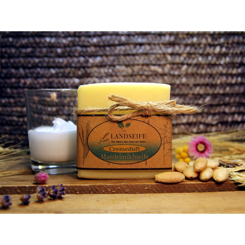 Landseife Organic Almond Milk Soap with Cream Scent - Handmade