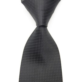 Geotae Zerun New Classic Solid Checks Paisley JACQUARD WOVEN Silk Men's Tie Necktie (Check Black)