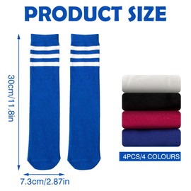 ZOCONE 4 Pairs Football Socks Kids Aged 3-6, Breathable Soccer Socks Boys Girls School Socks, Cotton Boys Athletic Socks Kids Football Socks for Childrens Daily Wear (4 Color)