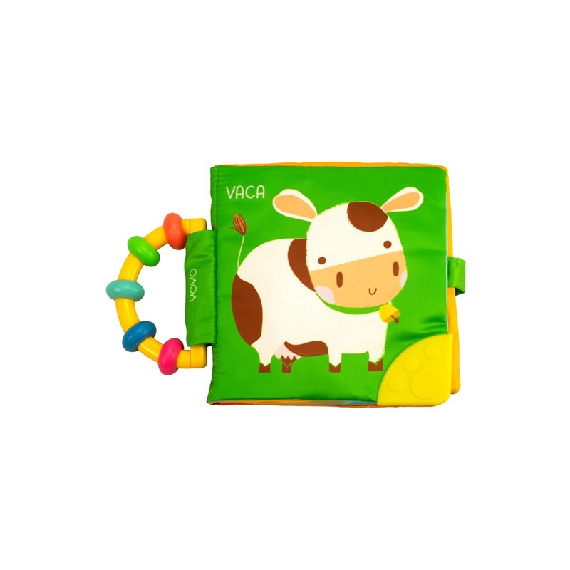 Libro para Bebés de Tela Suave: Vaca con Sonaja