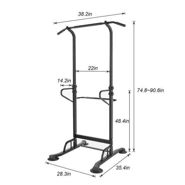 SogesPower Power Tower Pull Up&Dip Station Height Adjustable Strength Training SPPS-BB002