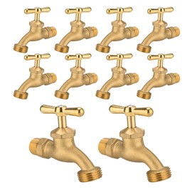 GUOFIS Garden Hose Bibb Faucet/Valve, Outdoor Water Spigot with 1/2 Inch Male NPT (MIP) Inlet x 3/4 Inch Male Hose Thread (GHT) Outlet(10-Pack)(BIBCOCK001-10Pack)