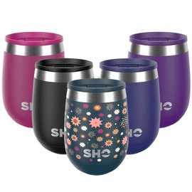 SHO Pacto - Ultimate Insulated Stainless Steel Reusable Coffee Cup & Stemless Wine Tumbler - 4 Hours Hot, 8 Hours Cold - 360ml - BPA Free (x AW - Nova, 360ml)